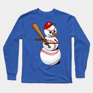 Snowman Plays Baseball Long Sleeve T-Shirt